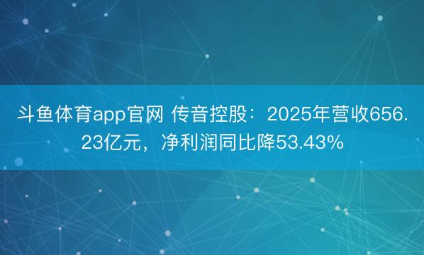 斗鱼体育app官网 传音控股：2025年营收656.23亿元，净利润同比降53.43%