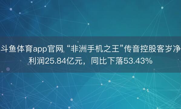 斗鱼体育app官网 “非洲手机之王”传音控股客岁净利润25.84亿元，同比下落53.43%