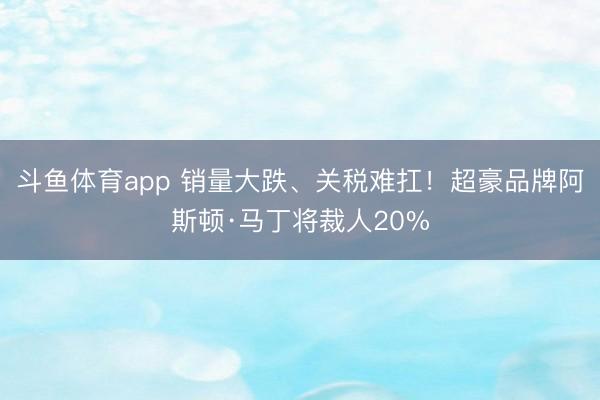 斗鱼体育app 销量大跌、关税难扛！超豪品牌阿斯顿·马丁将裁人20%