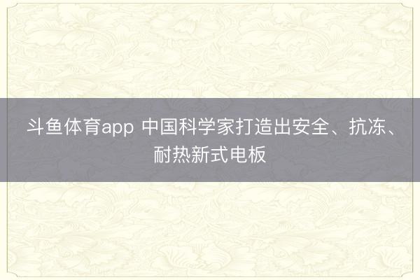 斗鱼体育app 中国科学家打造出安全、抗冻、耐热新式电板