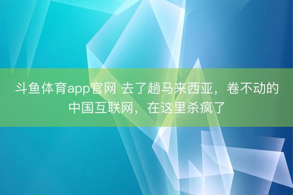 斗鱼体育app官网 去了趟马来西亚，卷不动的中国互联网，在这里杀疯了