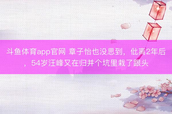 斗鱼体育app官网 章子怡也没思到,仳离2年后,54岁汪峰又在归并个坑里栽了跟头