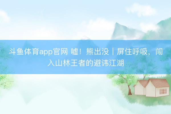 斗鱼体育app官网 嘘！熊出没｜屏住呼吸，闯入山林王者的避讳江湖