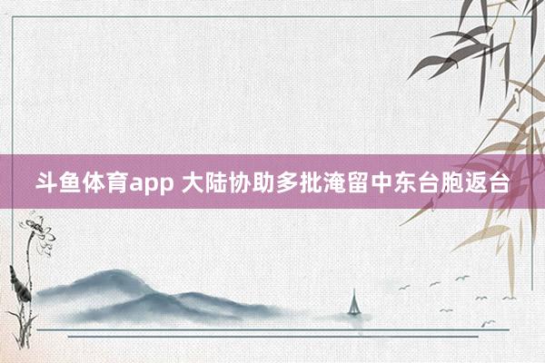 斗鱼体育app 大陆协助多批淹留中东台胞返台