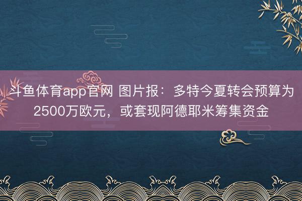 斗鱼体育app官网 图片报：多特今夏转会预算为2500万欧元，或套现阿德耶米筹集资金