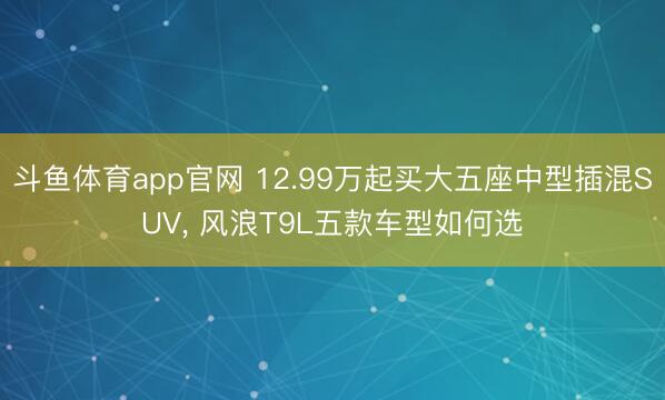 斗鱼体育app官网 12.99万起买大五座中型插混SUV， 风浪T9L五款车型如何选