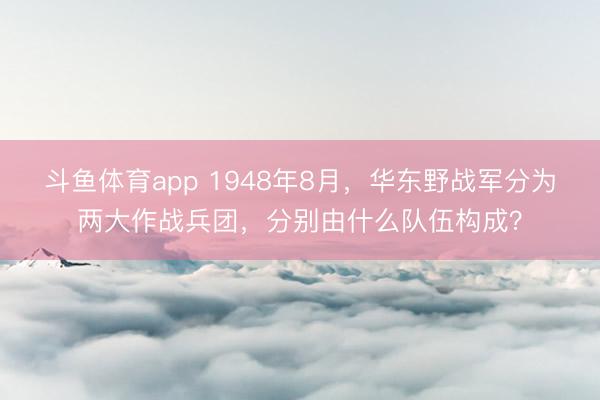 斗鱼体育app 1948年8月，华东野战军分为两大作战兵团，分别由什么队伍构成？