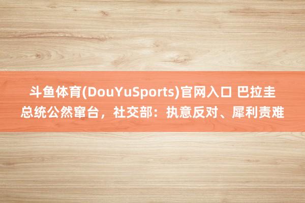 斗鱼体育(DouYuSports)官网入口 巴拉圭总统公然窜台，社交部：执意反对、犀利责难