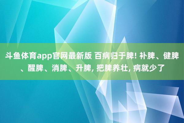 斗鱼体育app官网最新版 百病归于脾! 补脾、健脾、醒脾、消脾、升脾， 把脾养壮， 病就少了