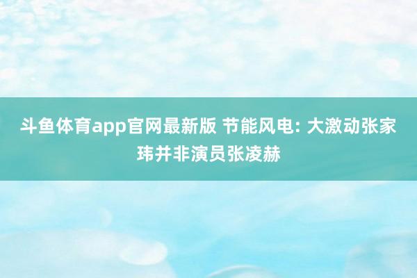 斗鱼体育app官网最新版 节能风电: 大激动张家玮并非演员张凌赫