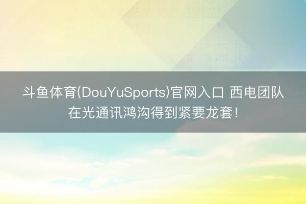 斗鱼体育(DouYuSports)官网入口 西电团队在光通讯鸿沟得到紧要龙套！