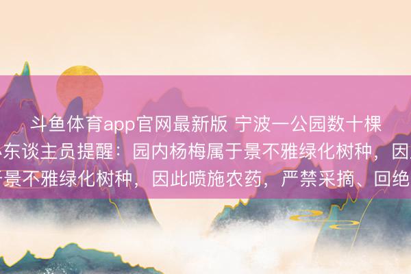 斗鱼体育app官网最新版 宁波一公园数十棵杨梅树结满果实，惩办东谈主员提醒：园内杨梅属于景不雅绿化树种，因此喷施农药，严禁采摘、回绝食用