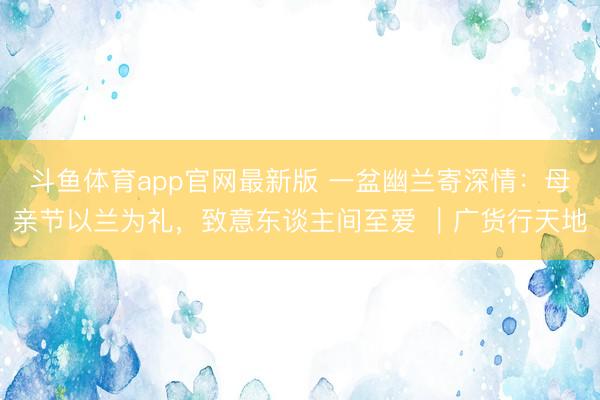 斗鱼体育app官网最新版 一盆幽兰寄深情：母亲节以兰为礼，致意东谈主间至爱 ｜广货行天地
